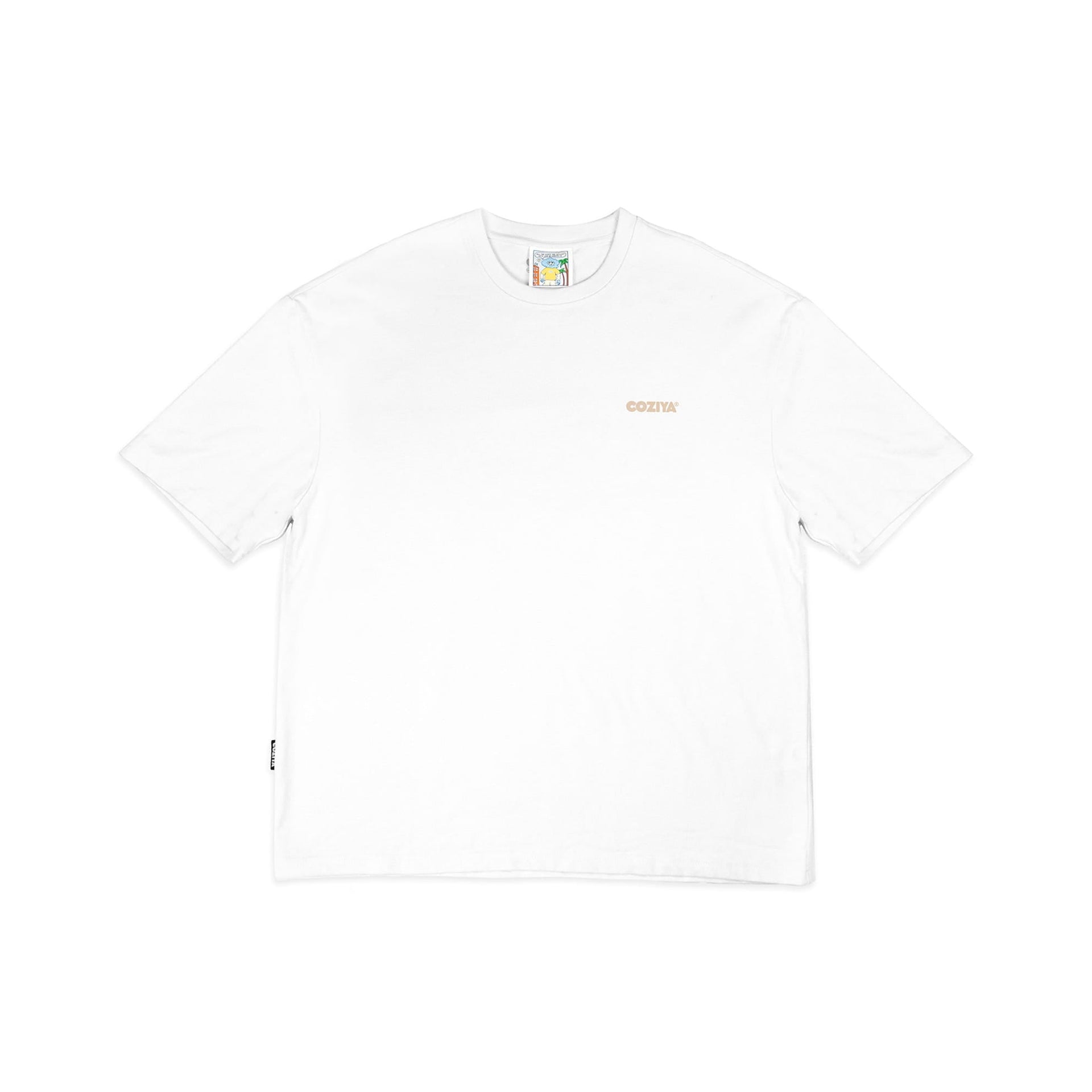 Coziya Cloud 3D logo tee white front with textured cloud logo