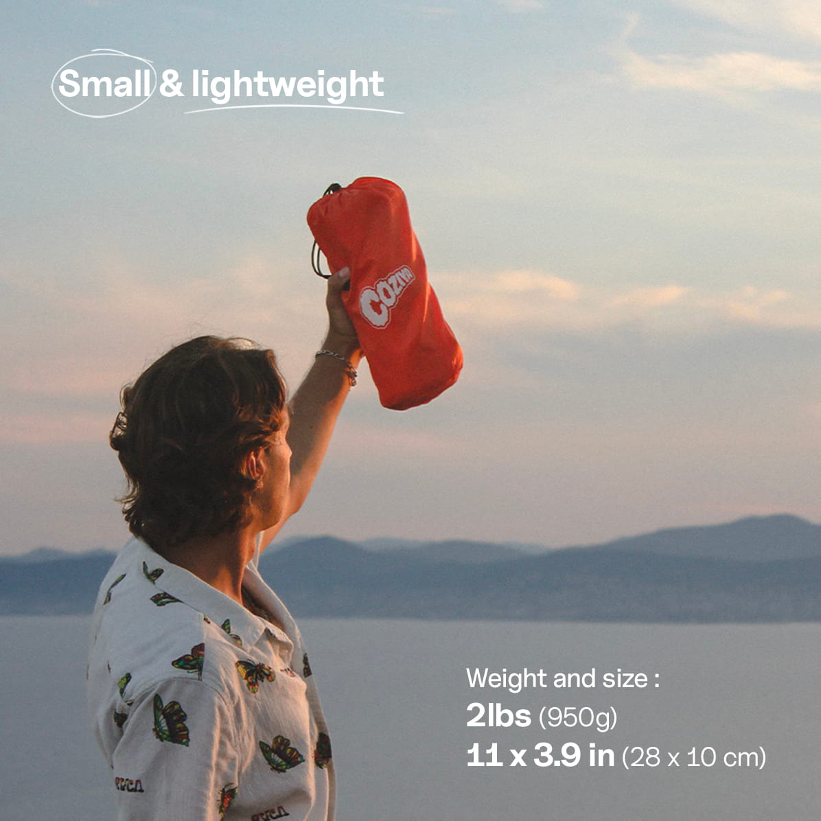 Coziya inflatable sleeping pad small and lightweight packed water bottle size