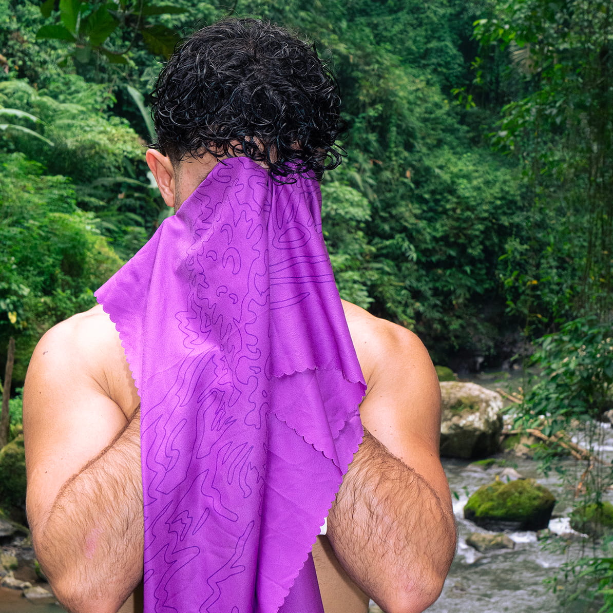 Coziya Air Towel microfiber quick-dry beach towel jungle waterfall lifestyle