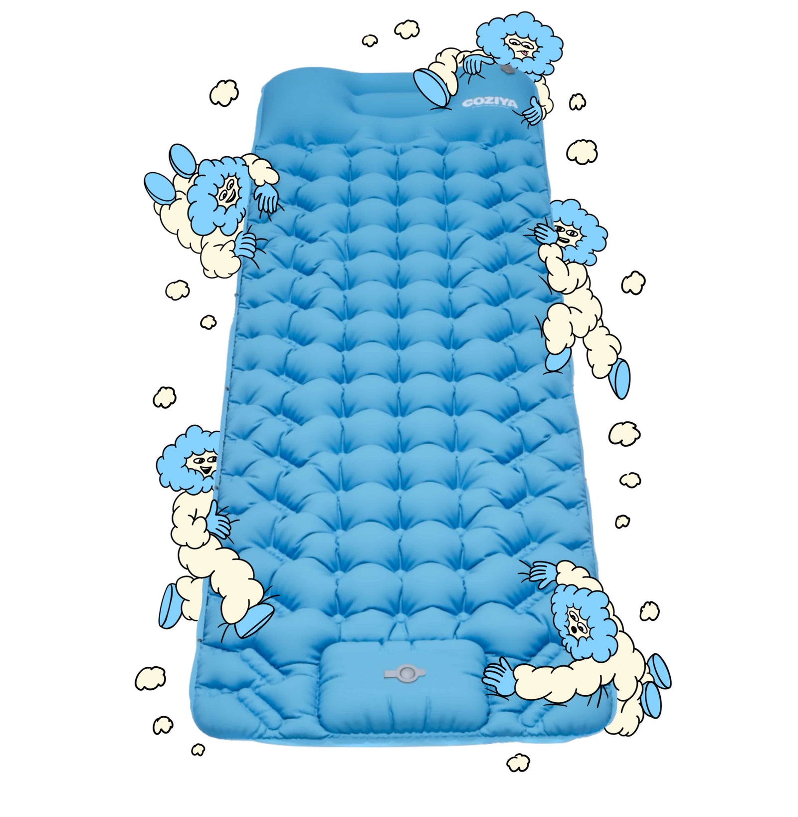 Coziya inflatable sleeping pad in azur blue compact outdoor lifestyle
