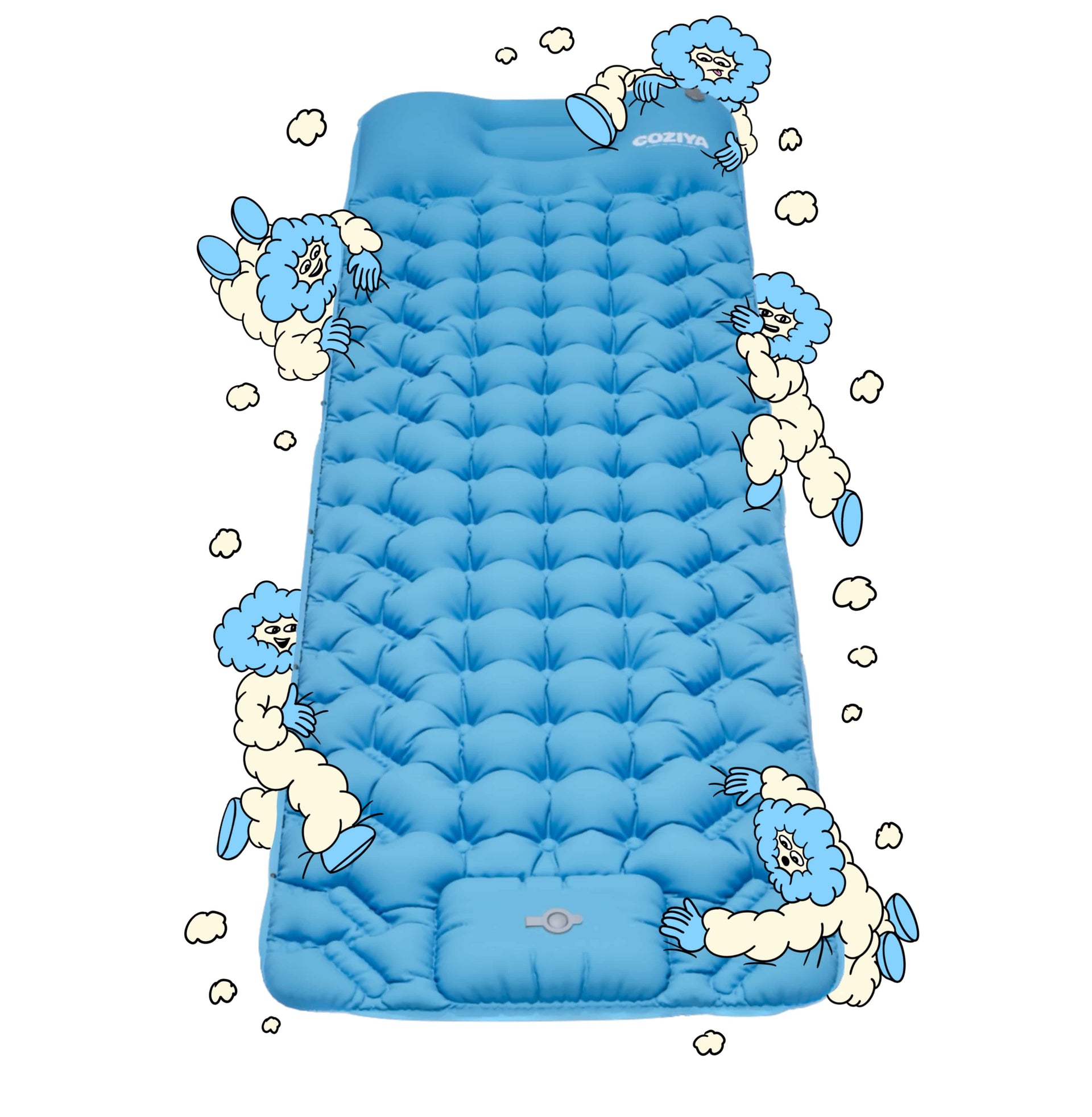 Coziya inflatable sleeping pad in azur blue compact outdoor lifestyle
