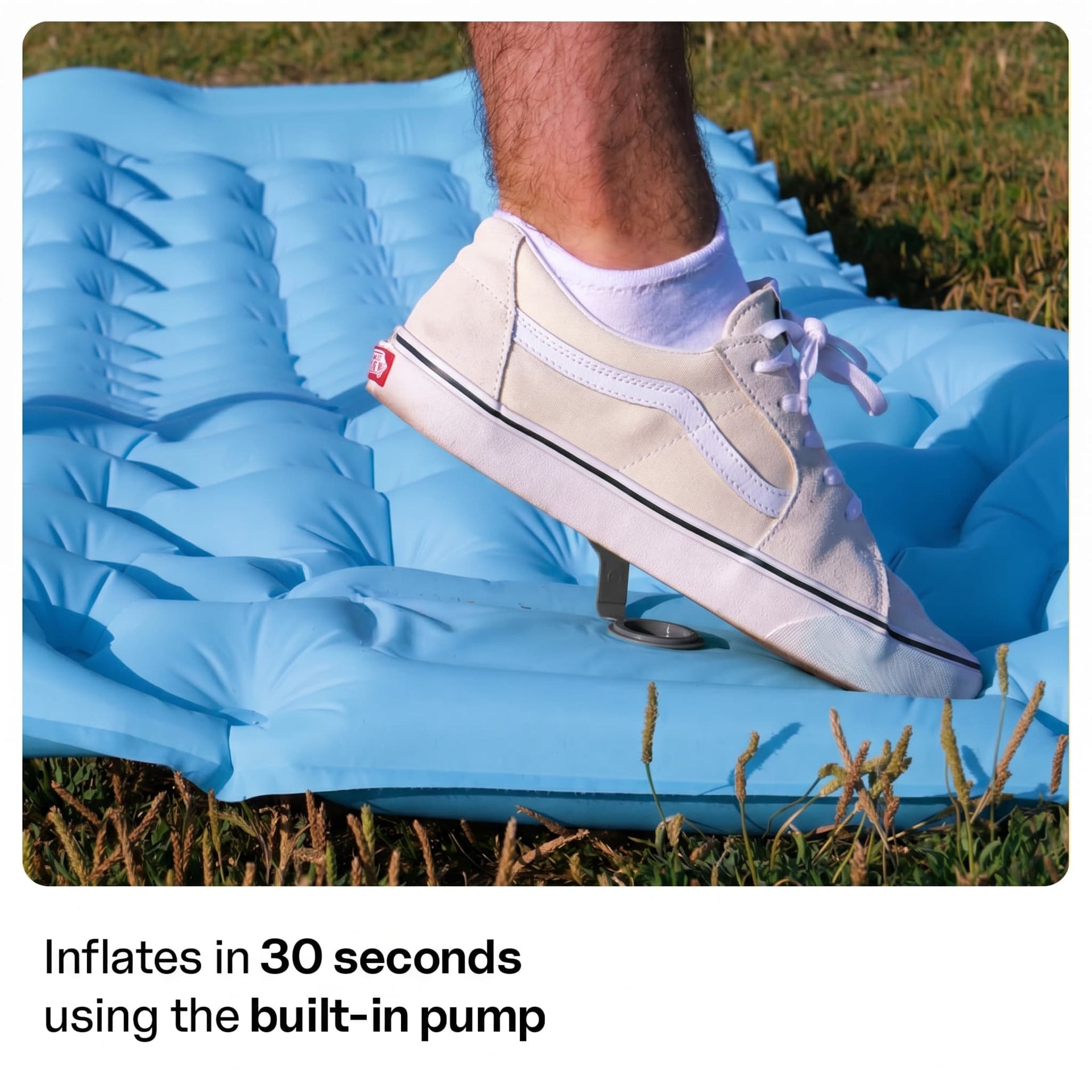 Coziya inflatable sleeping pad built-in foot pump inflates in 30 seconds