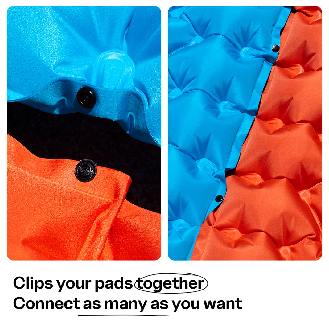 Coziya inflatable sleeping pads side clips connect multiple pads together