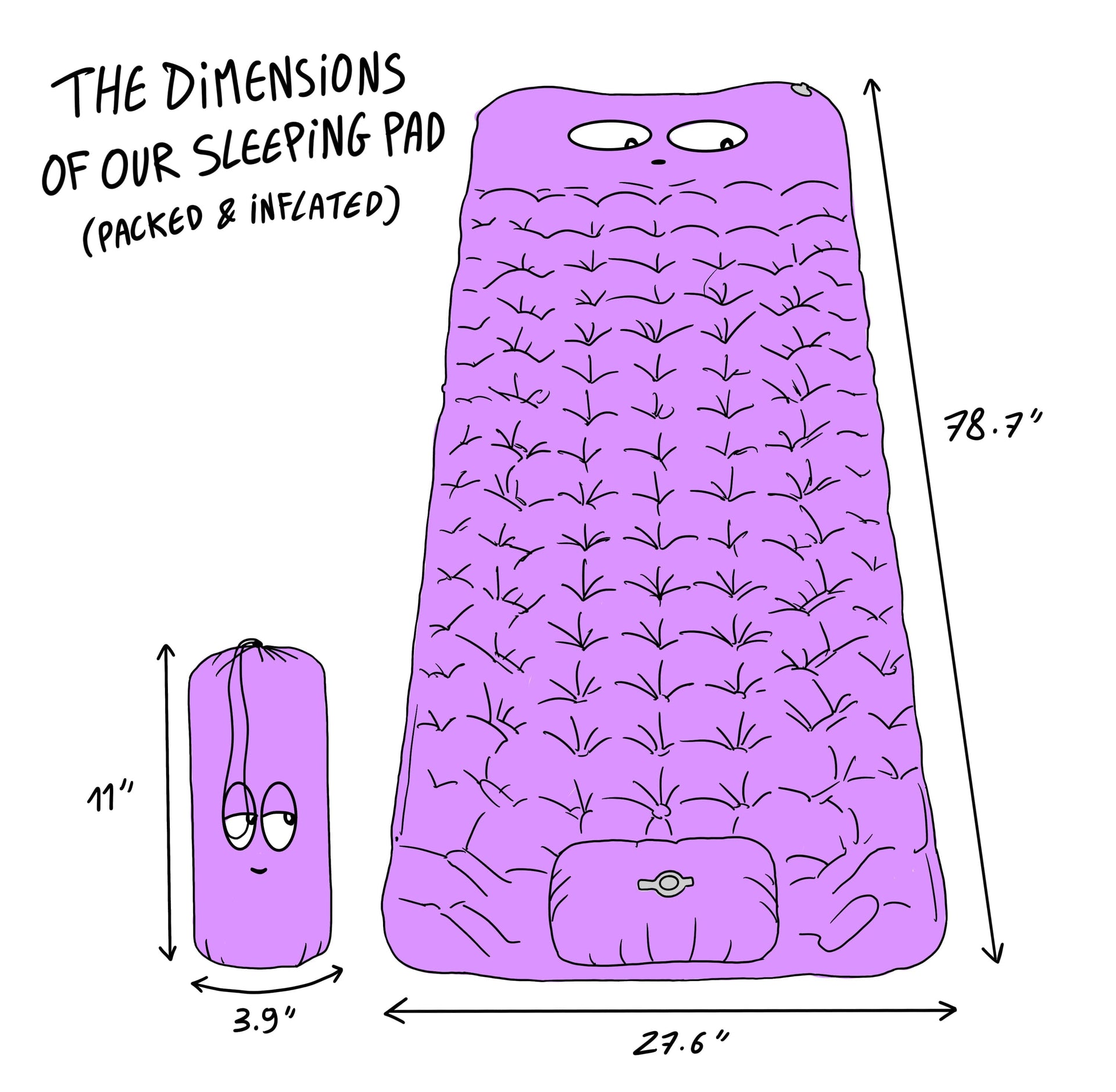 Coziya inflatable sleeping pad dimensions in inches US market specifications