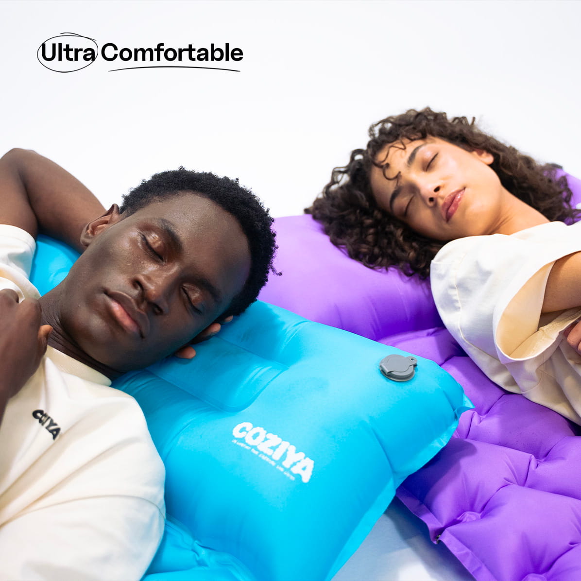 Coziya inflatable sleeping pad ultra-comfortable ergonomic air-cell structure