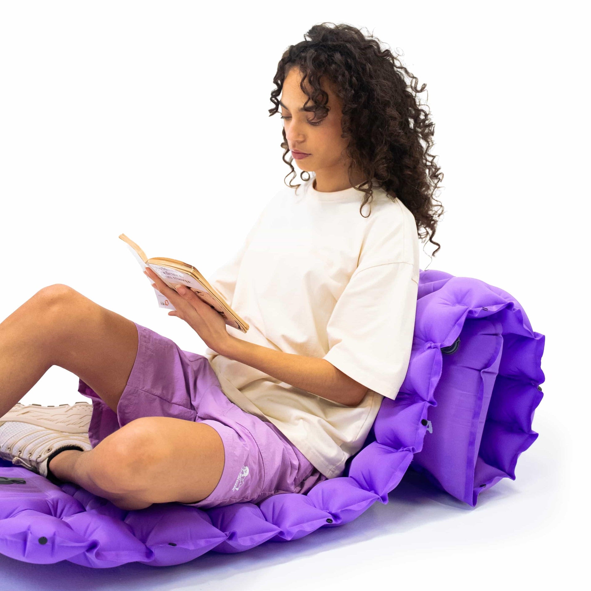 Coziya inflatable sleeping pad outdoor lifestyle with 3D logo tee