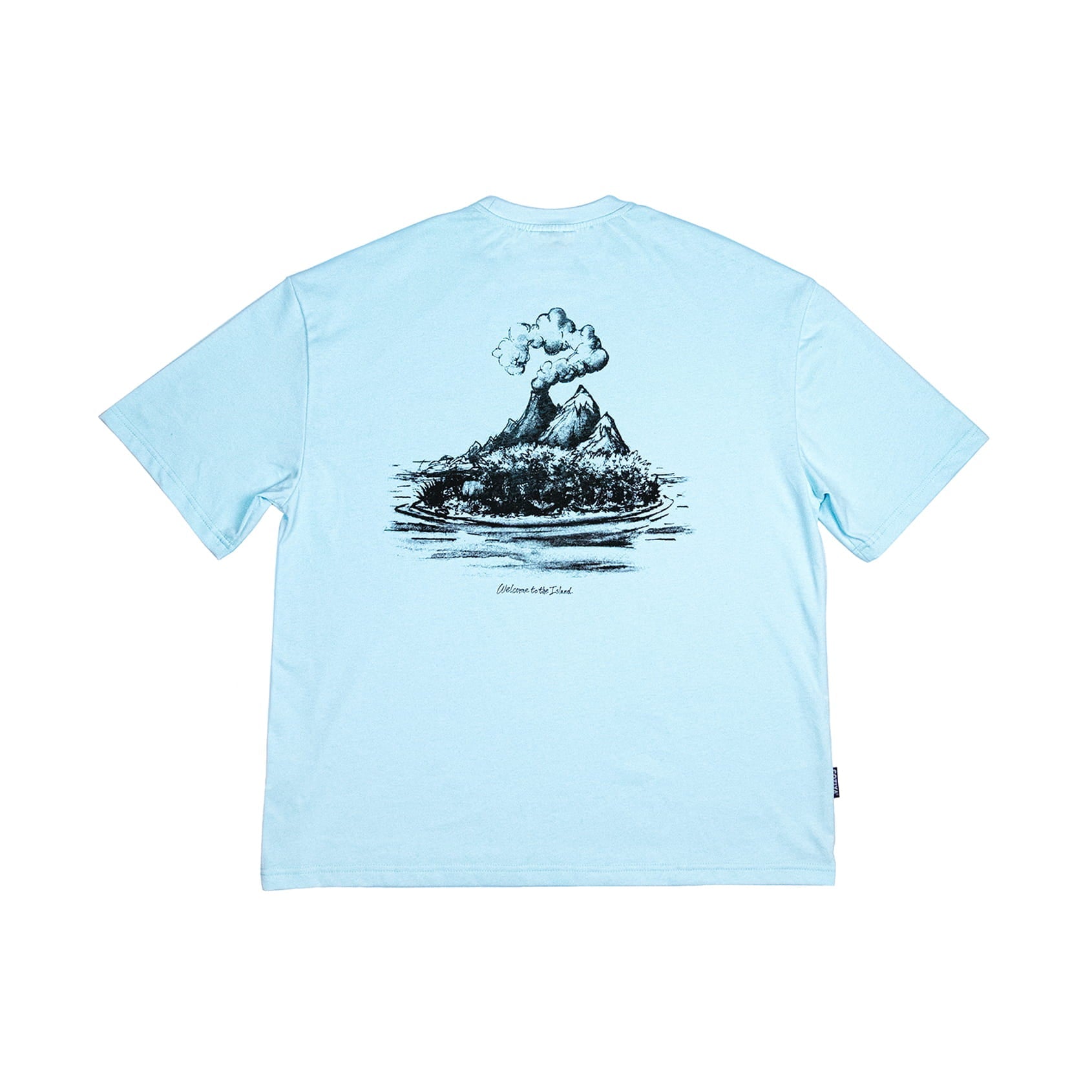 Coziya Mystery Island graphic tee blue screen print full view